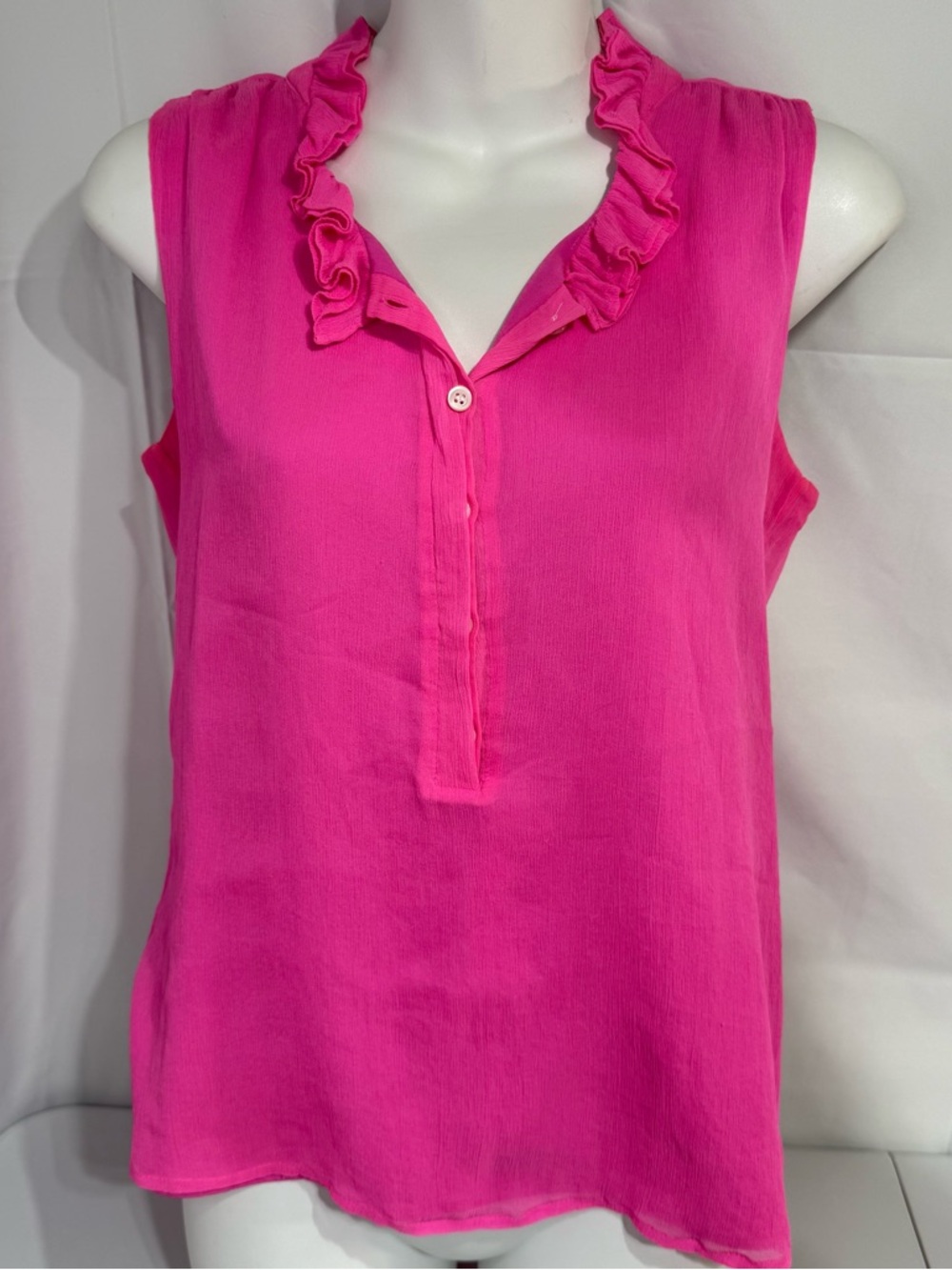 J. Crew Hot Pink Ruffle Sleeveless Tank